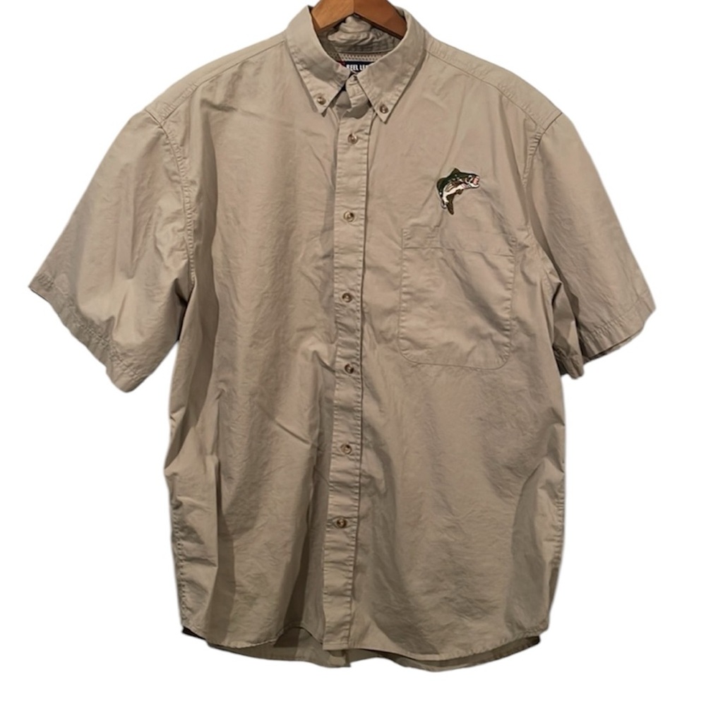 Reel Legends Fishing Shirt Vented Men’s Beige Size Large